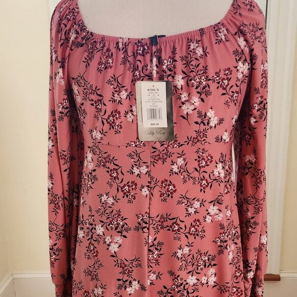 Lily Rose pink with flowers, long sleeve NWT - Picture 4 of 4